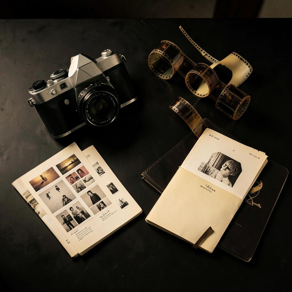 Camera, film rolls and moodboards — content creation